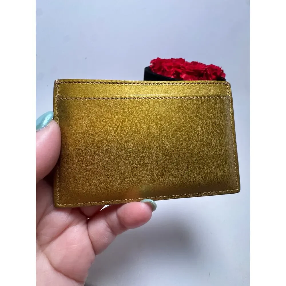 Saint Laurent Gold Leather Card Holder